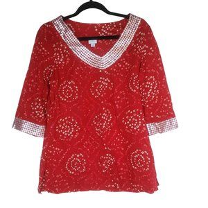 Calypso St. Barth 3/4 Sleeve Top Size Medium